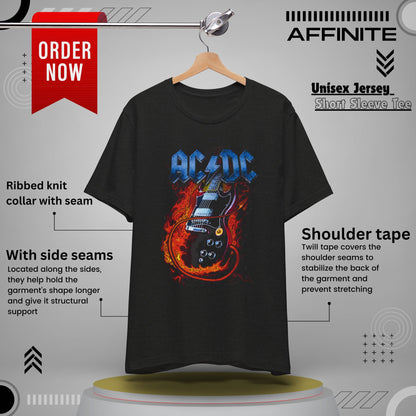 T-Shirt Rock In T Shirt - AC/DC Graphic Tee (Unisex Rock Shirt) Black Heather