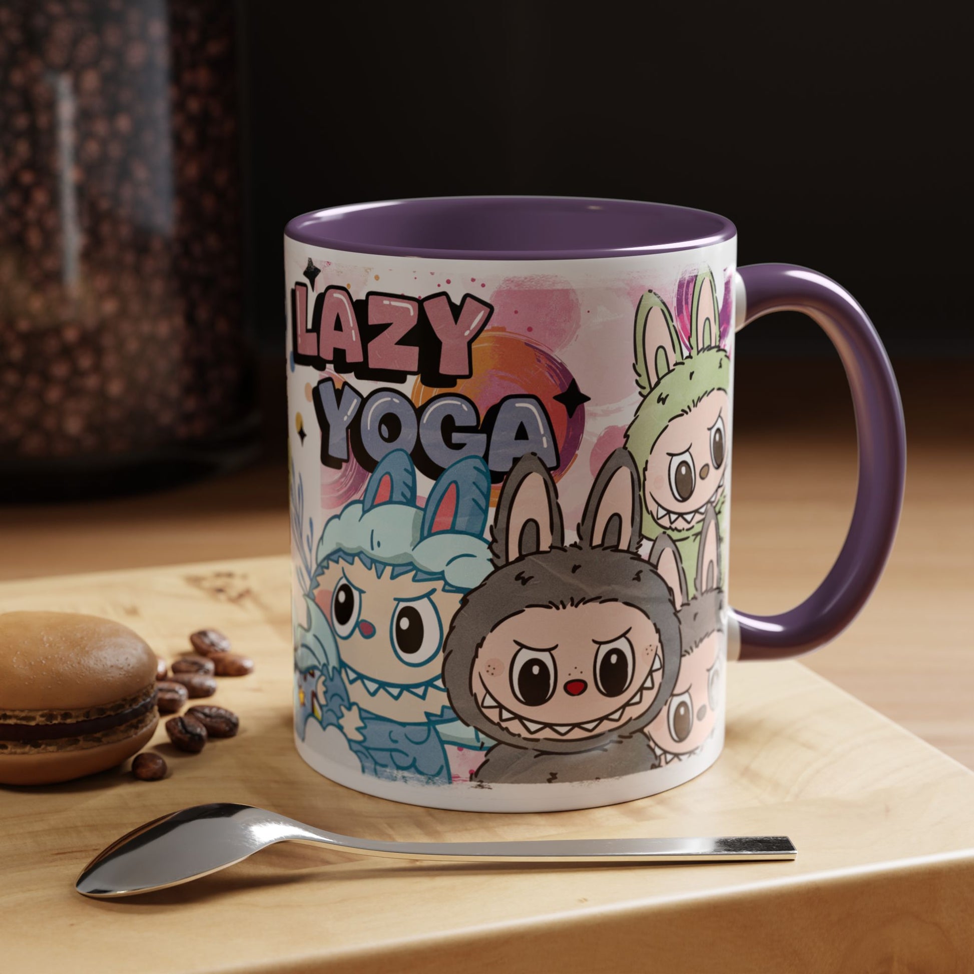 Mug Labubu Lazy Yoga Accent Coffee Mug - Fun & Whimsical Design for Relaxation Lovers