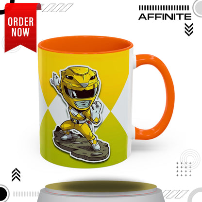 Mug Mighty Morphin Power Rangers Yellow Ranger Ceramic Mug - 11oz & 15oz Coffee Mug - Accent Mug for Pop Culture Fans 11oz Orange
