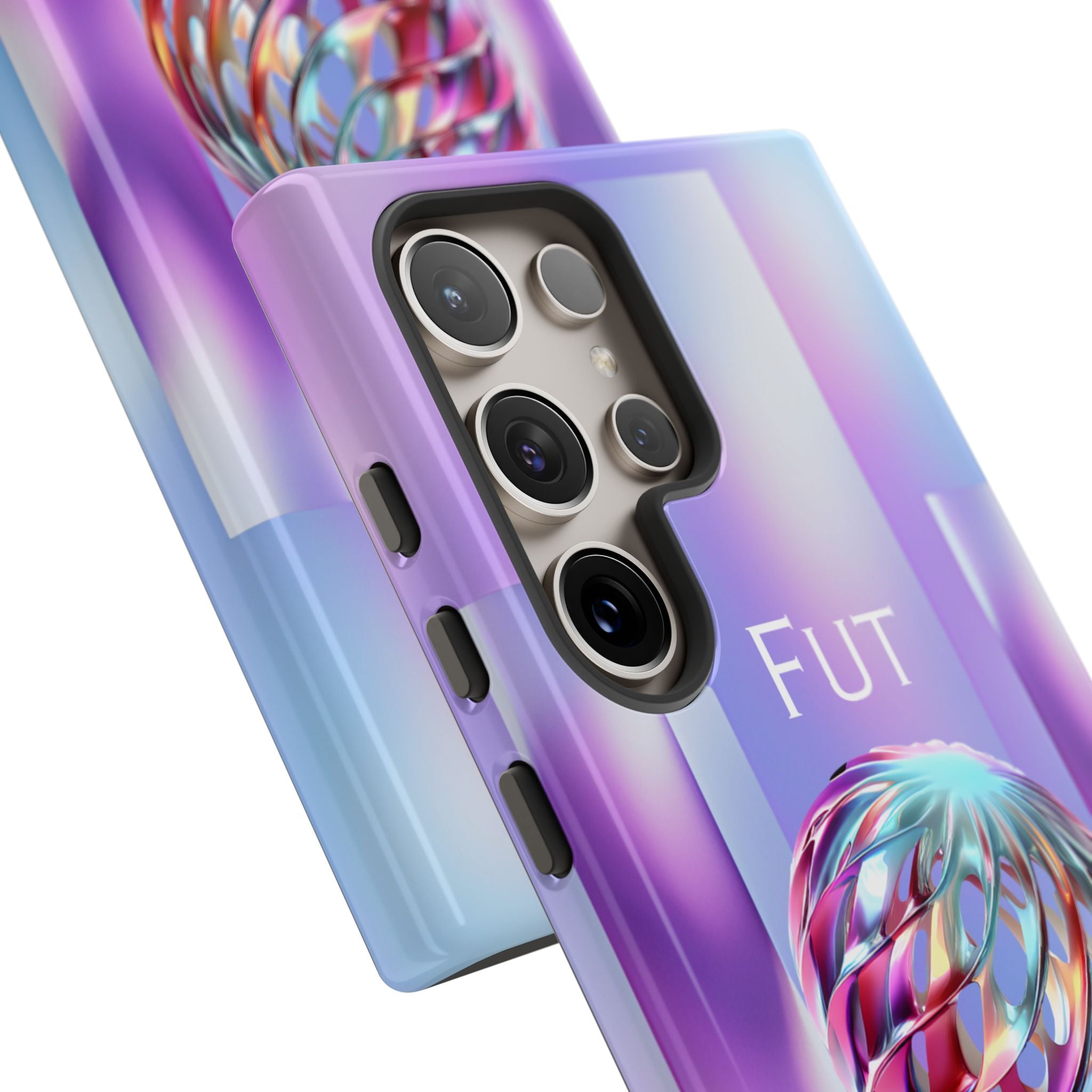 Futuristic Gradient Tough Case – 'Future is Now' 3D Design | Shockproof & UV Protected