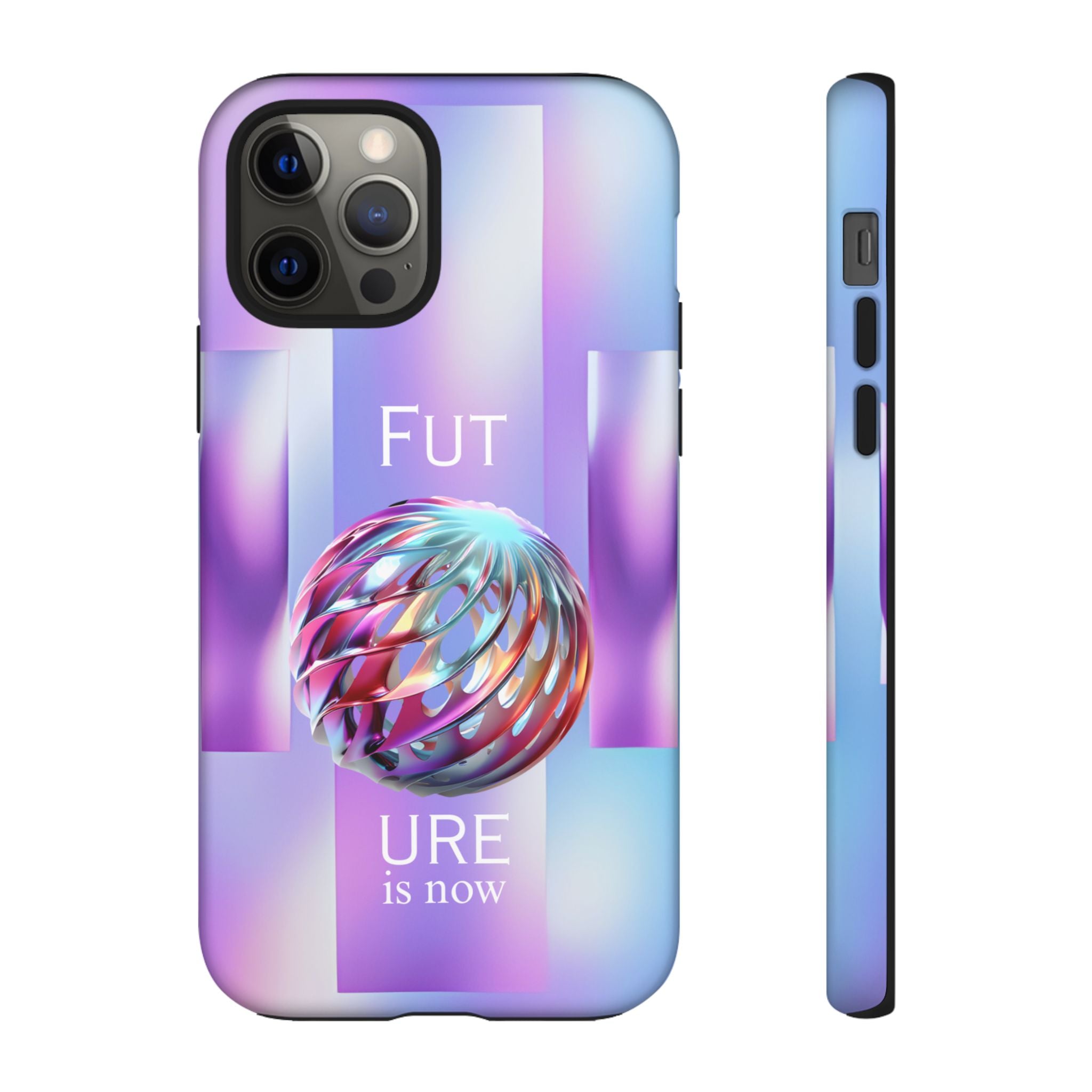 Futuristic Gradient Tough Case – 'Future is Now' 3D Design | Shockproof & UV Protected