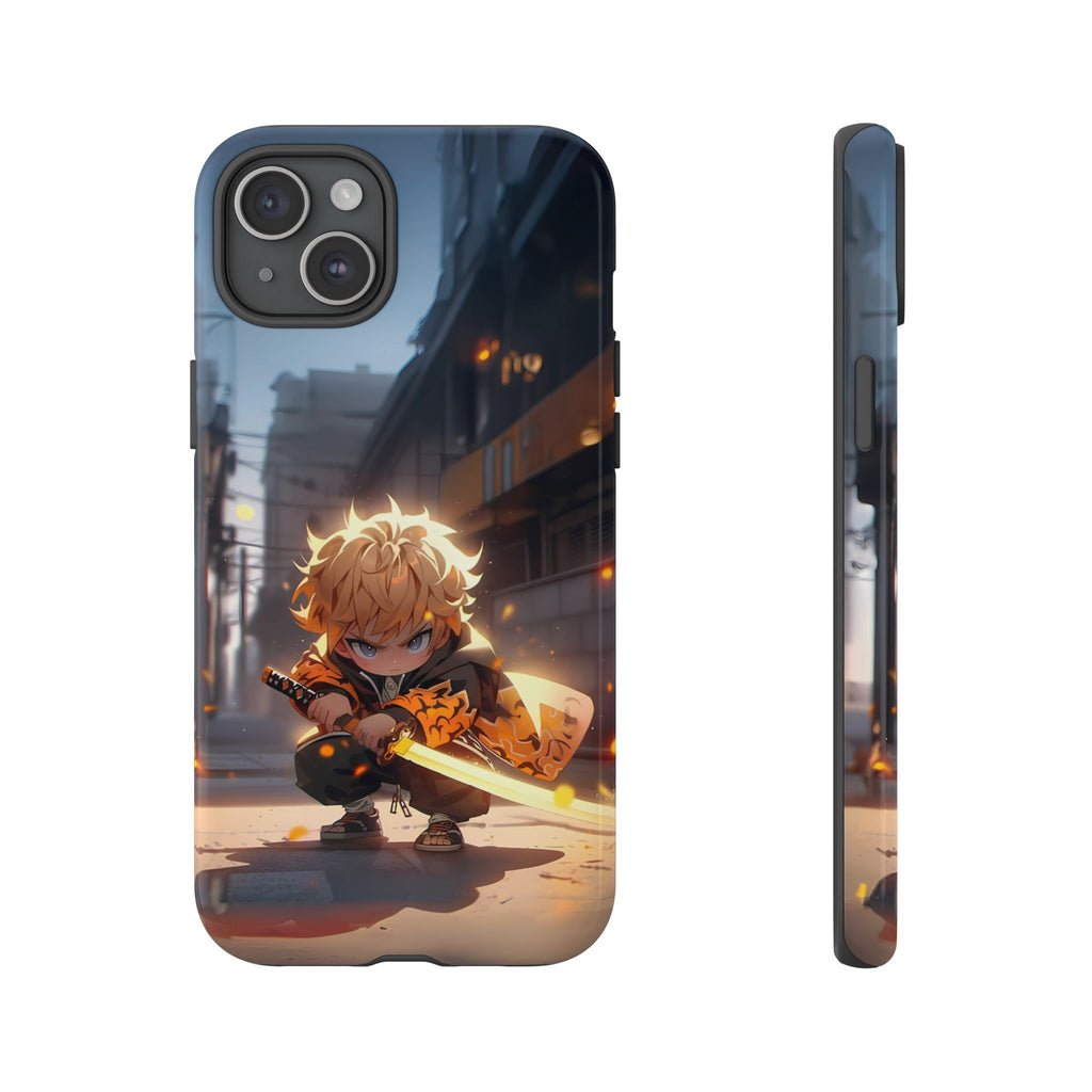 Chibi Zenitsu Lightning Tough Phone Case – Anime Protective Case for iPhone & Samsung, UV Resistant, Durable & Stylish