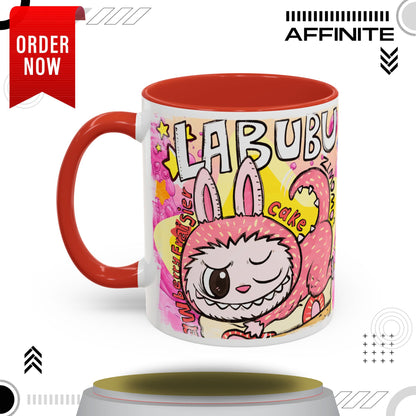 Mug Colorful Cartoon Labubu Accent Coffee Mug - Perfect for Animal Lovers 11oz Red