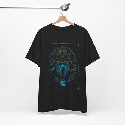 T-Shirt Epic Gamer Tee | Blue Flame Masked Warrior Black