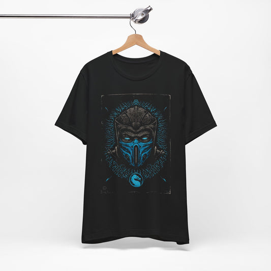 T-Shirt Epic Gamer Tee | Blue Flame Masked Warrior Black