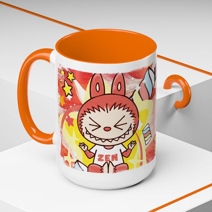 Mug Lazy Yoga Labubu Cartoon Accent Coffee Mug - Fun and Playful Design for Coffee Lovers