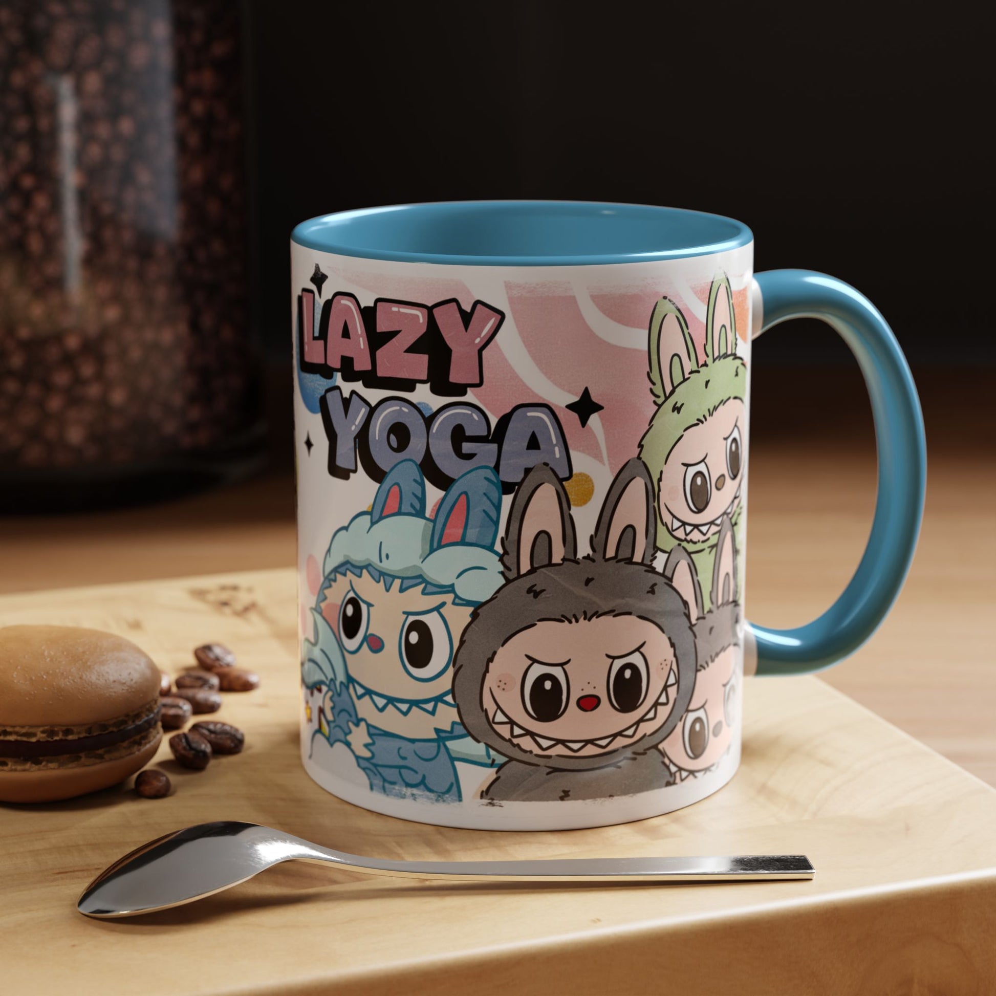 Mug Lazy Yoga Cartoon Labubu Accent Coffee Mug - Fun and Whimsical Design for Coffee Lovers