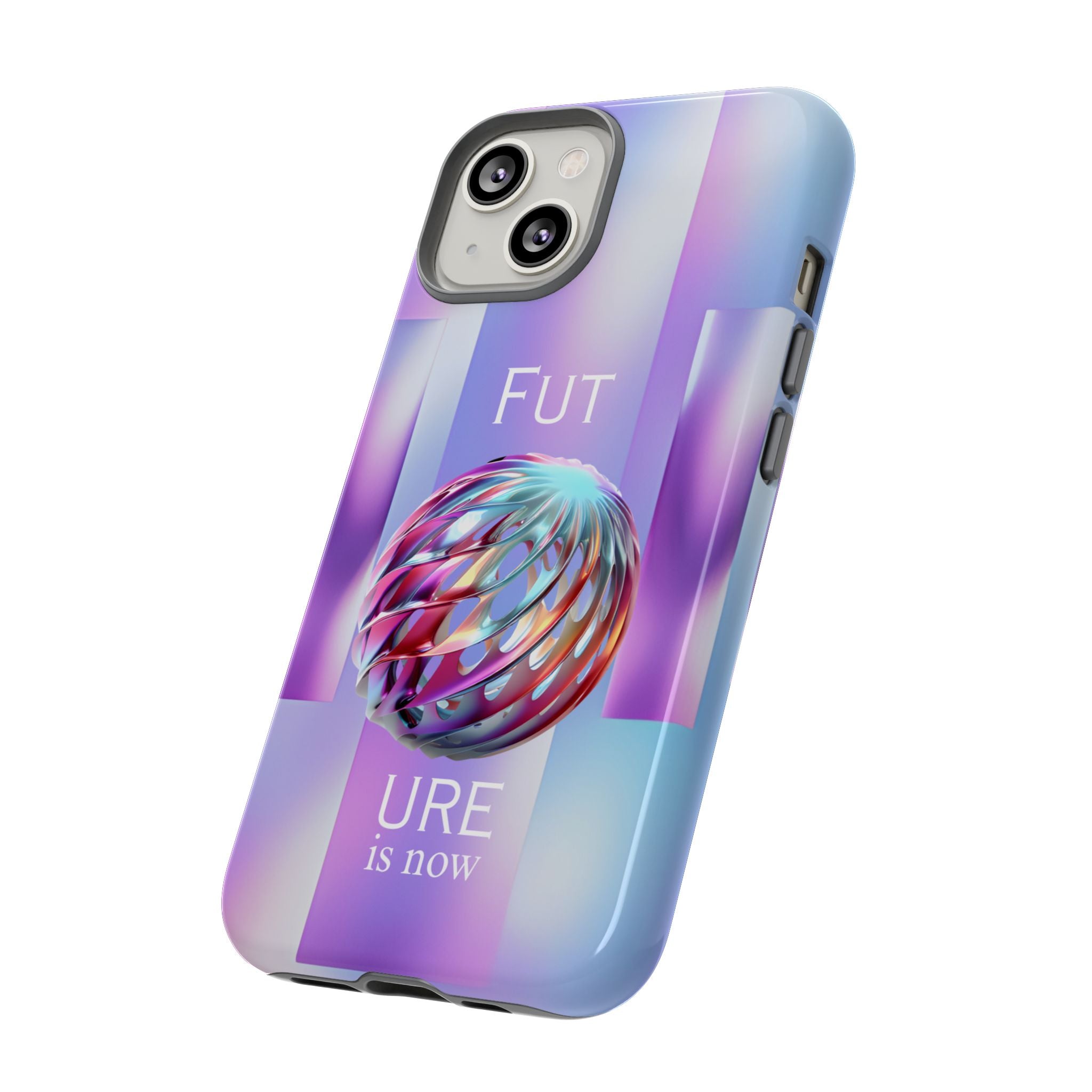 Futuristic Gradient Tough Case – 'Future is Now' 3D Design | Shockproof & UV Protected