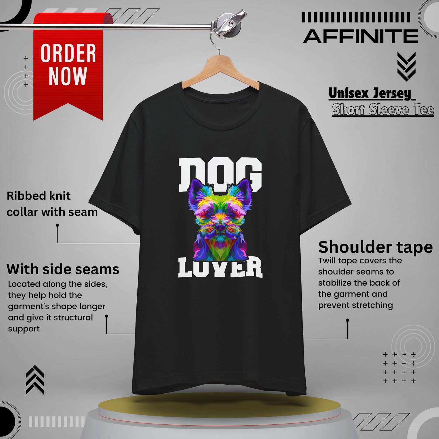 T-Shirt Dog Lover Unisex T-Shirt | Sharp Dog Graphic Black