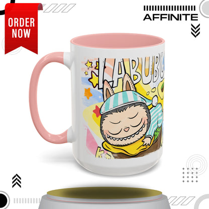 Mug Labubu Lazy Yoga Accent Coffee Mug - Fun & Whimsical Design for Relaxation Lovers 15oz Pink