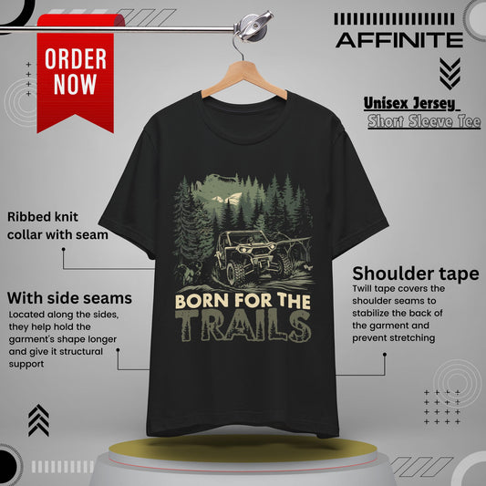 T-Shirt Born for the Trails Unisex Adventure Tee Black
