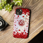 Tough Cases - Red Blossom Elegance Themed Phone Protection for iPhone, Samsung, and Google Pixel (Matte/Glossy)