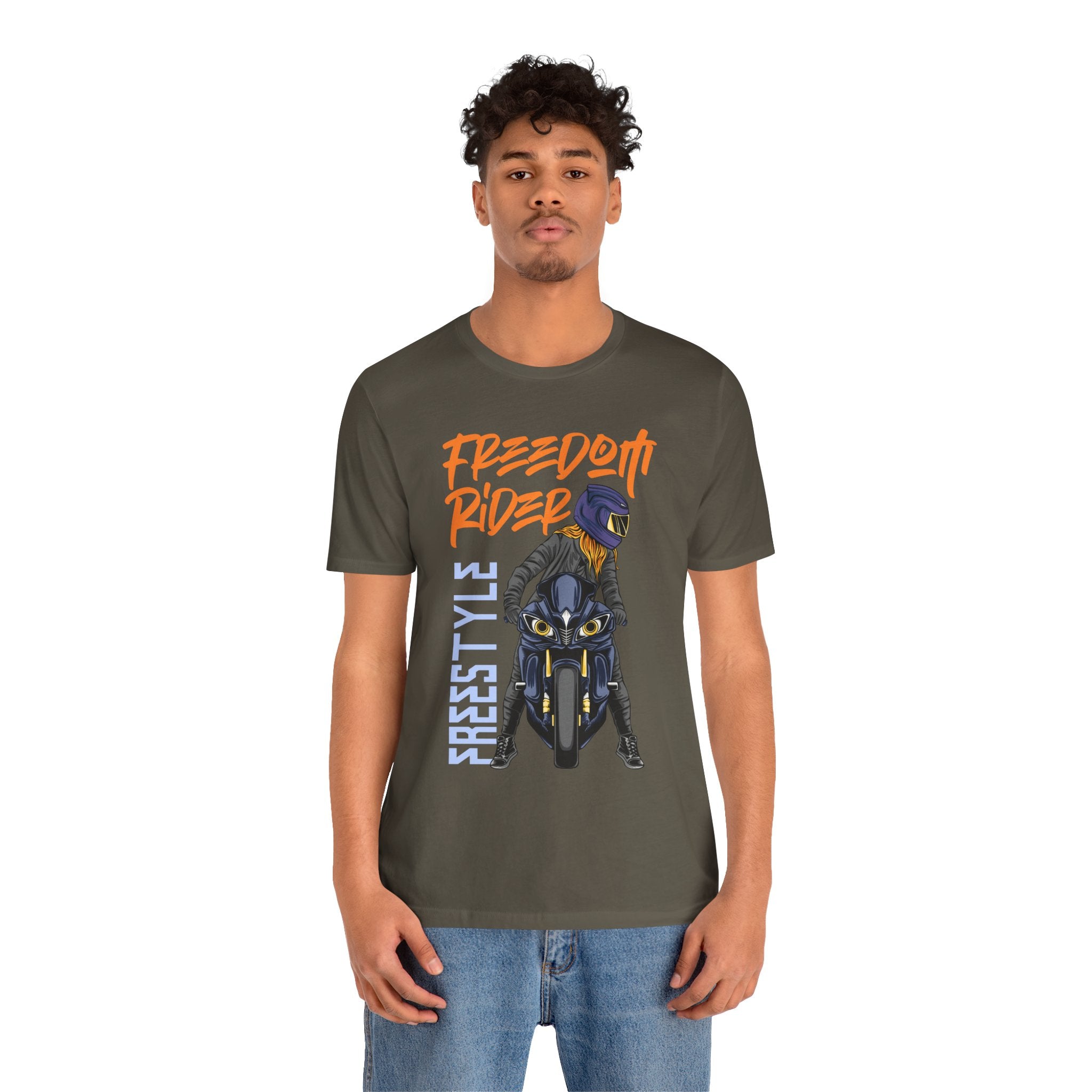 Biker T-Shirt for Men – Freedom Rider Motorcycle Graphic Tee | Unisex Cotton Short Sleeve