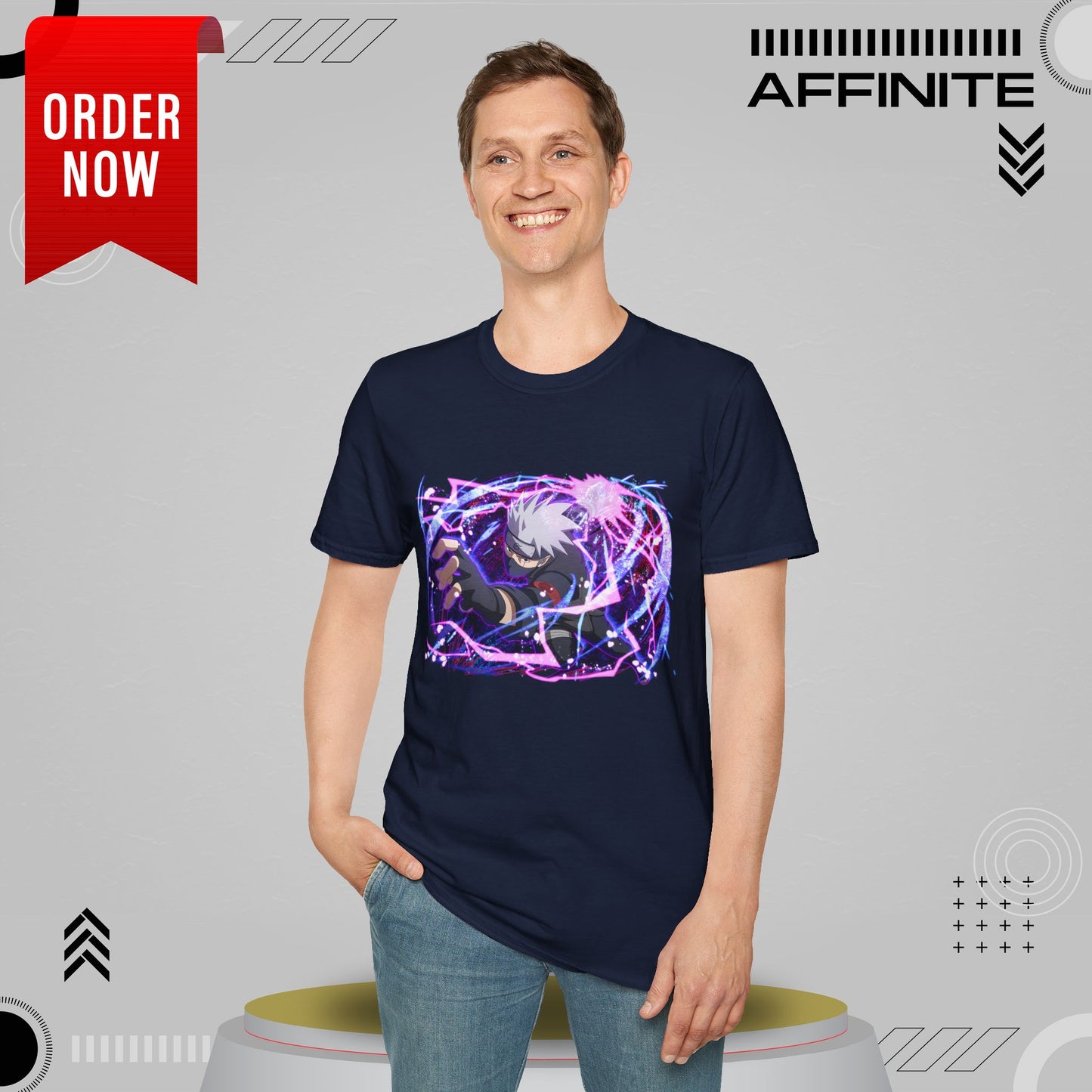 T-Shirt Unisex Softstyle T-Shirt - Bold Anime Kakashi Graphics