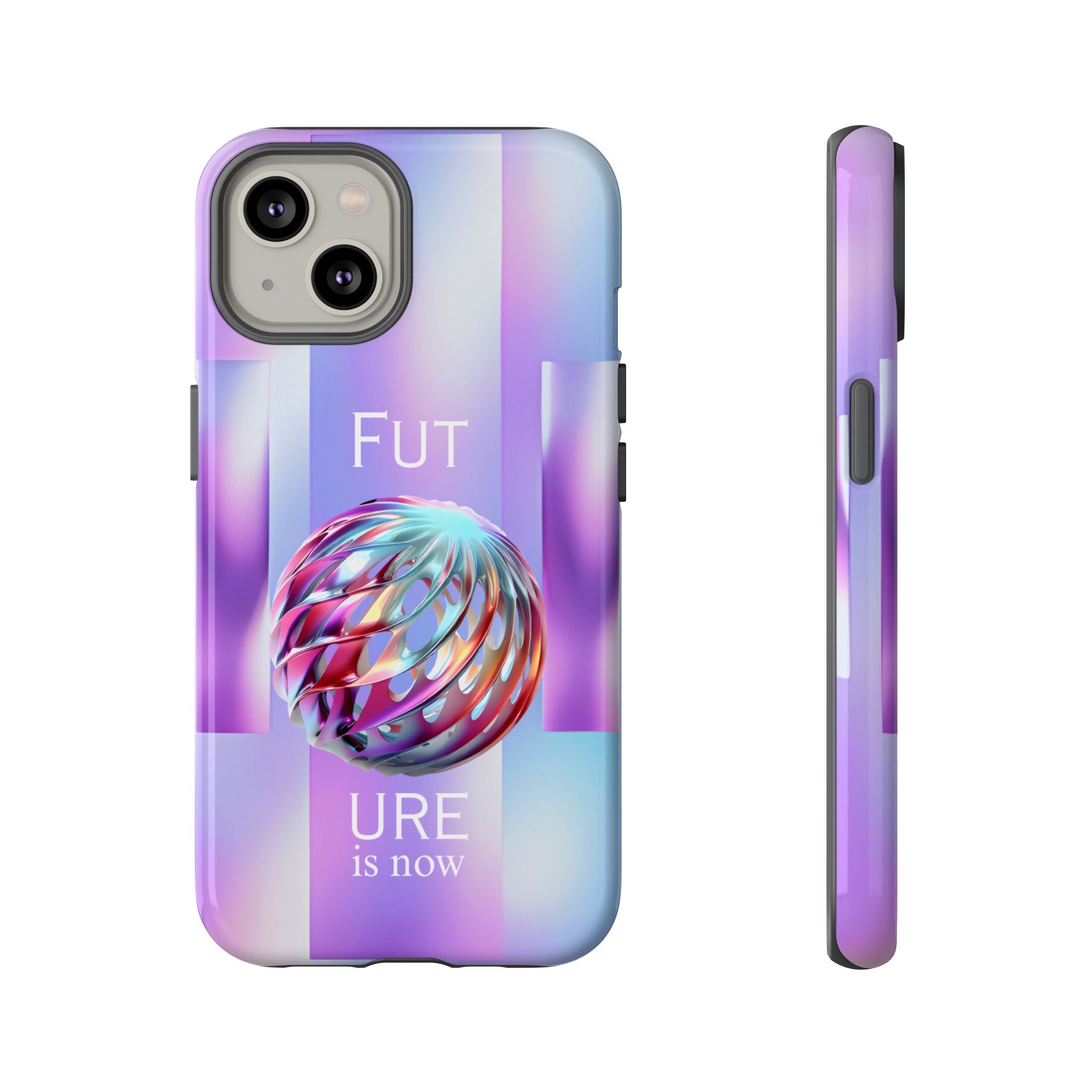 Futuristic Gradient Tough Case – 'Future is Now' 3D Design | Shockproof & UV Protected
