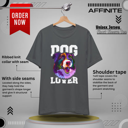 T-Shirt Unisex Dog Lover Shirt | Graphic T-Shirt with Dog Design and 'Dog Lover' Text Asphalt
