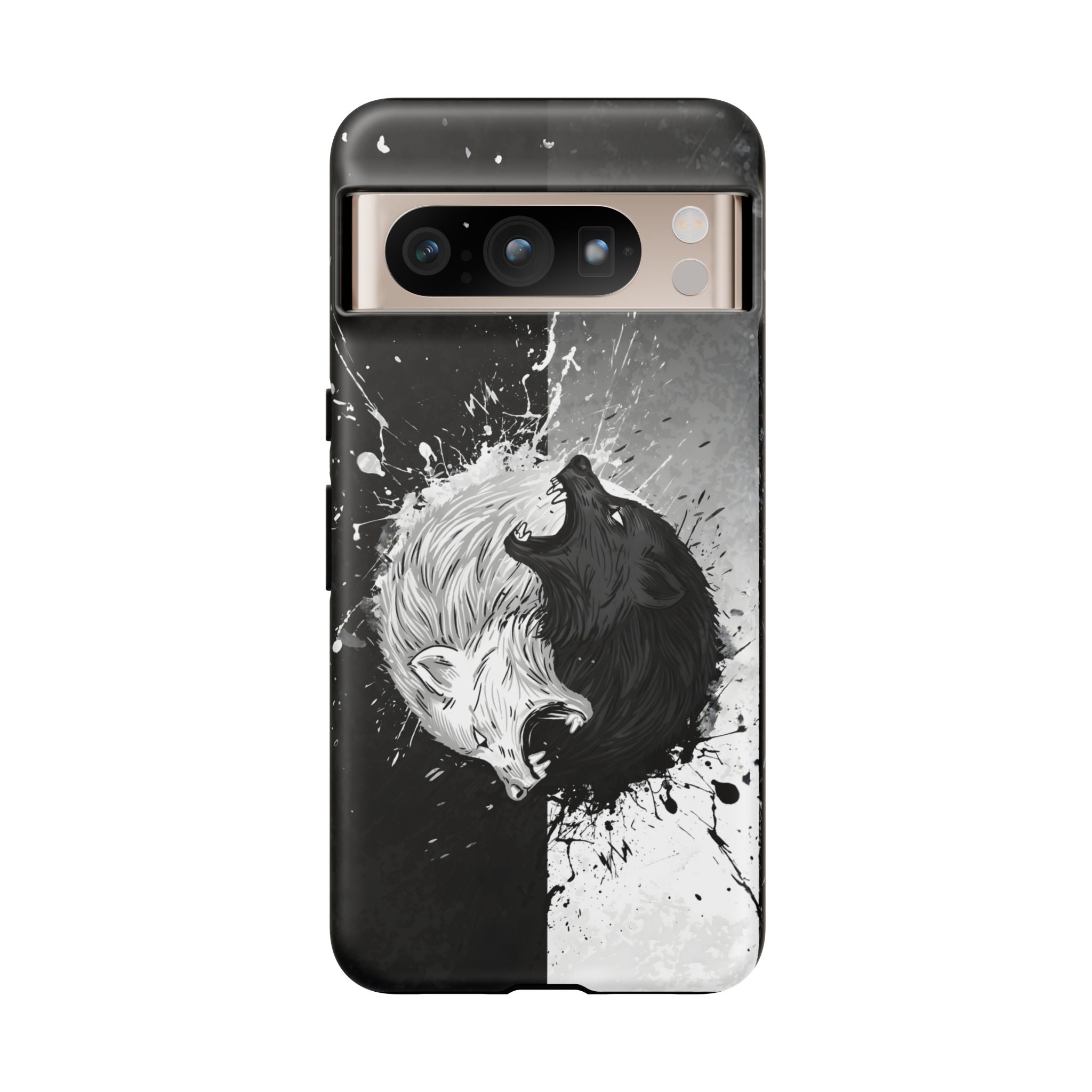 Yin Yang Wolf Phone Case - Dual Layer Protective Cover Google Pixel 8 Pro Matte Tough Cases
