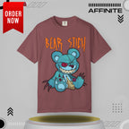 T-Shirt Bear Stick T-Shirt - Fun Garment-Dyed Graphic Tee (S-4XL) | Comfort Colors® Brick