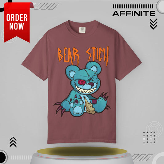 T-Shirt Bear Stick T-Shirt - Fun Garment-Dyed Graphic Tee (S-4XL) | Comfort Colors® Brick