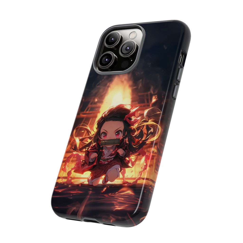 Chibi Nezuko Kamado Tough Phone Case – Anime Protective Case for iPhone & Samsung, UV Resistant, Durable & Stylish