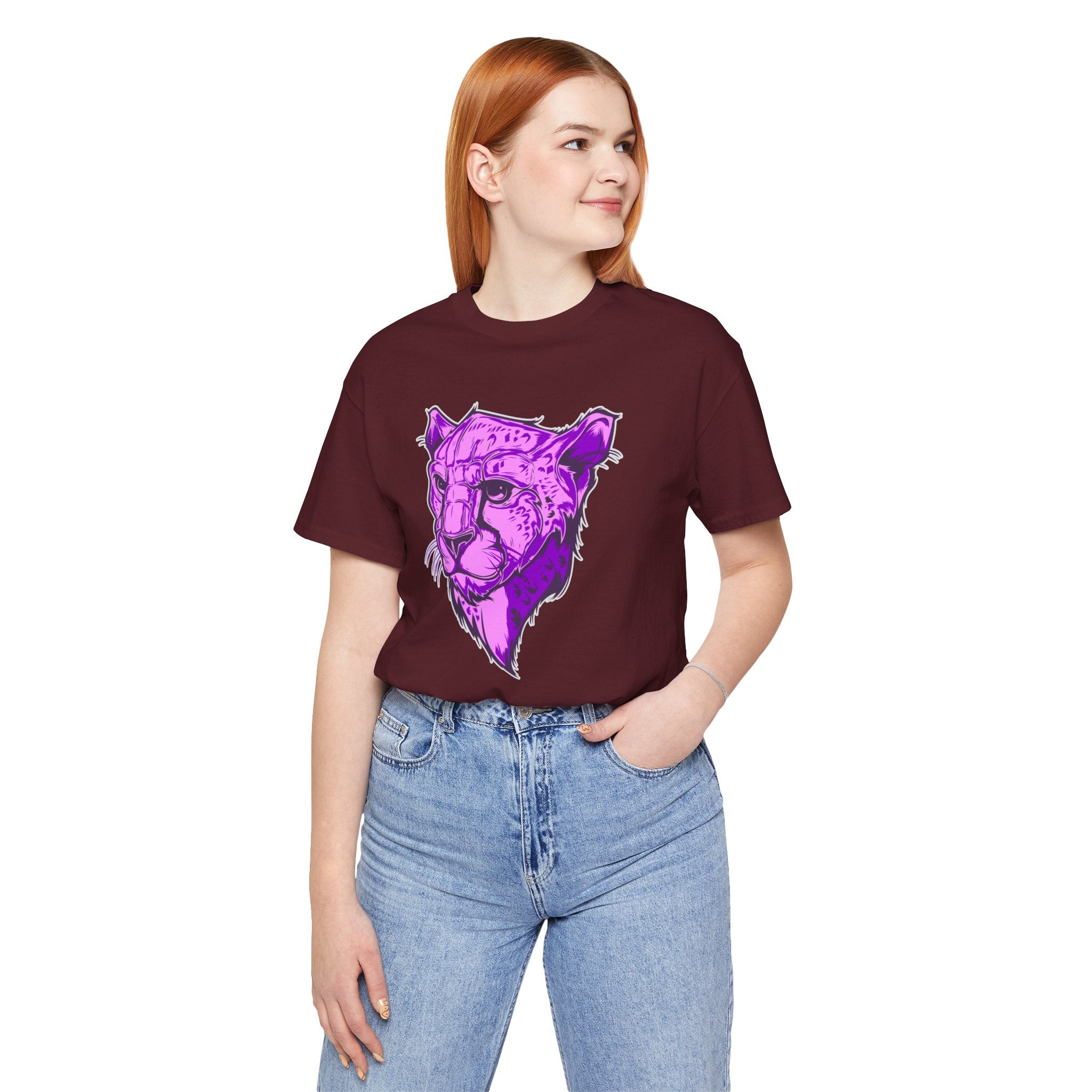 Purple Leopard Shirt – Wild Animal Print Unisex Graphic Tee | Soft Cotton for Nature Lovers & Artwear Fans