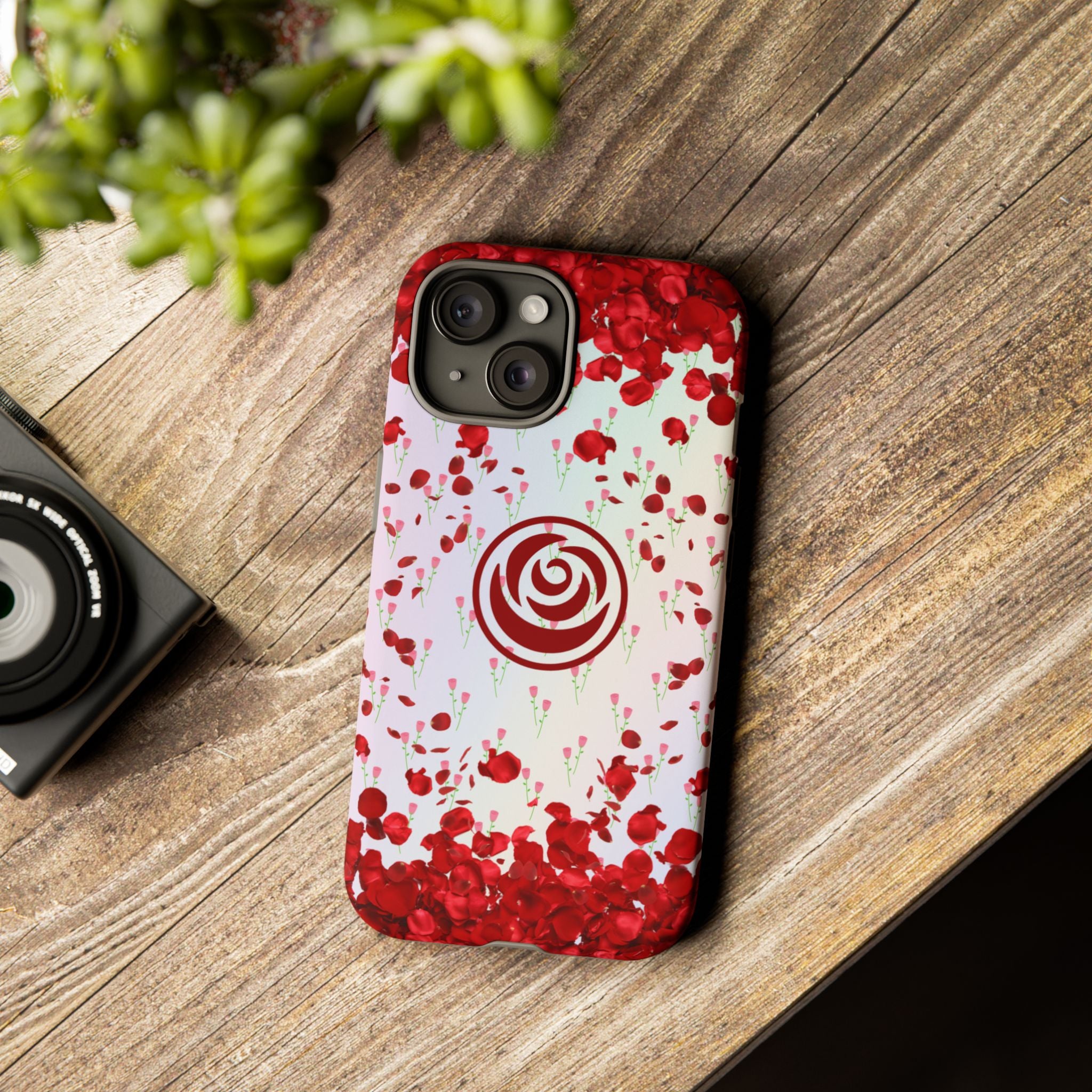 Tough Cases - Red Blossom Elegance Themed Phone Protection for iPhone, Samsung, and Google Pixel (Matte/Glossy)