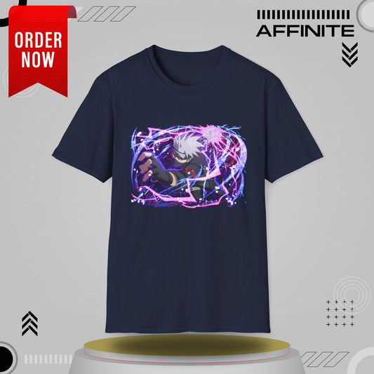 T-Shirt Unisex Softstyle T-Shirt - Bold Anime Kakashi Graphics Navy