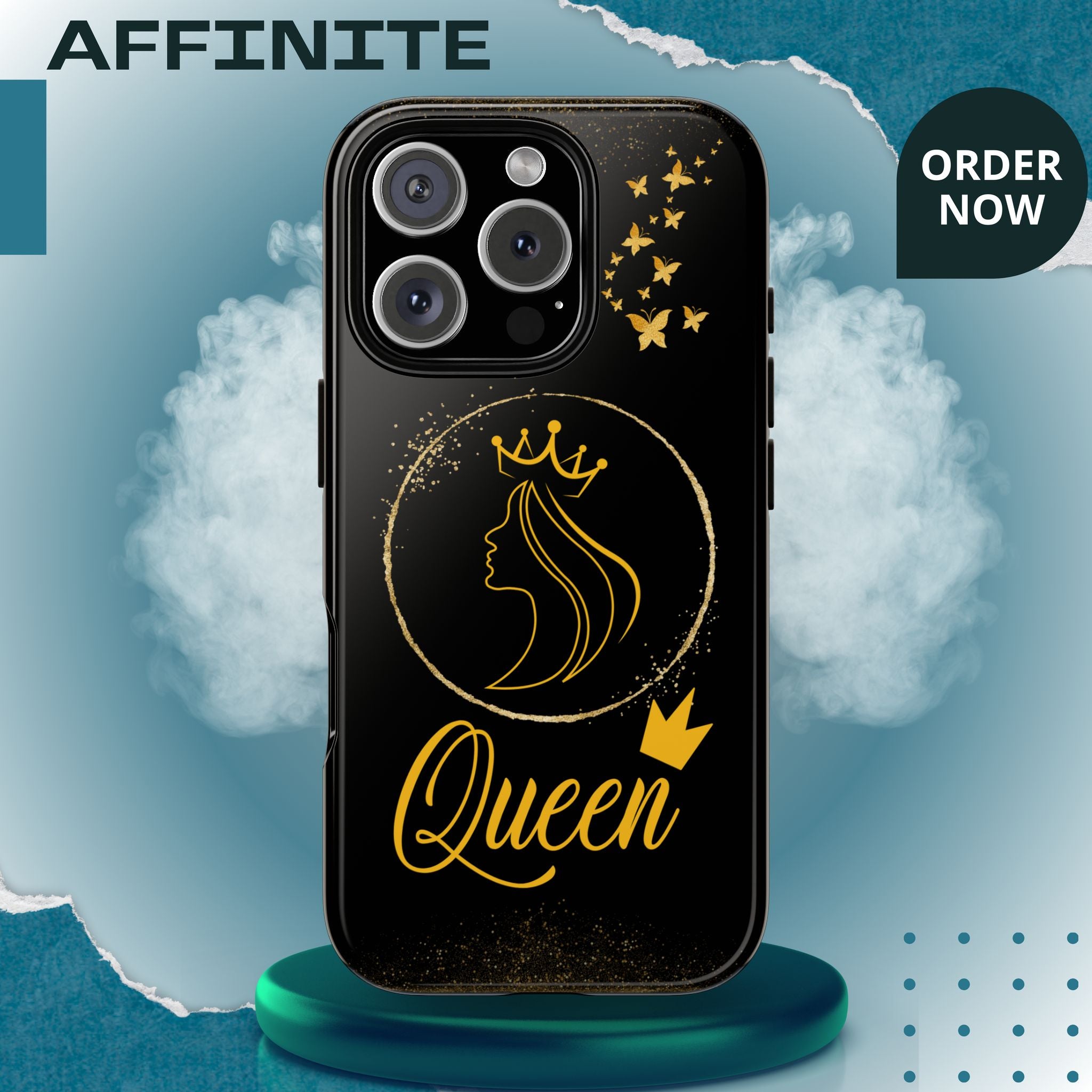 Tough Case Queen Phone Case – Matte & Glossy Crown Design for iPhone, Samsung & Pixel iPhone 16 Pro Glossy