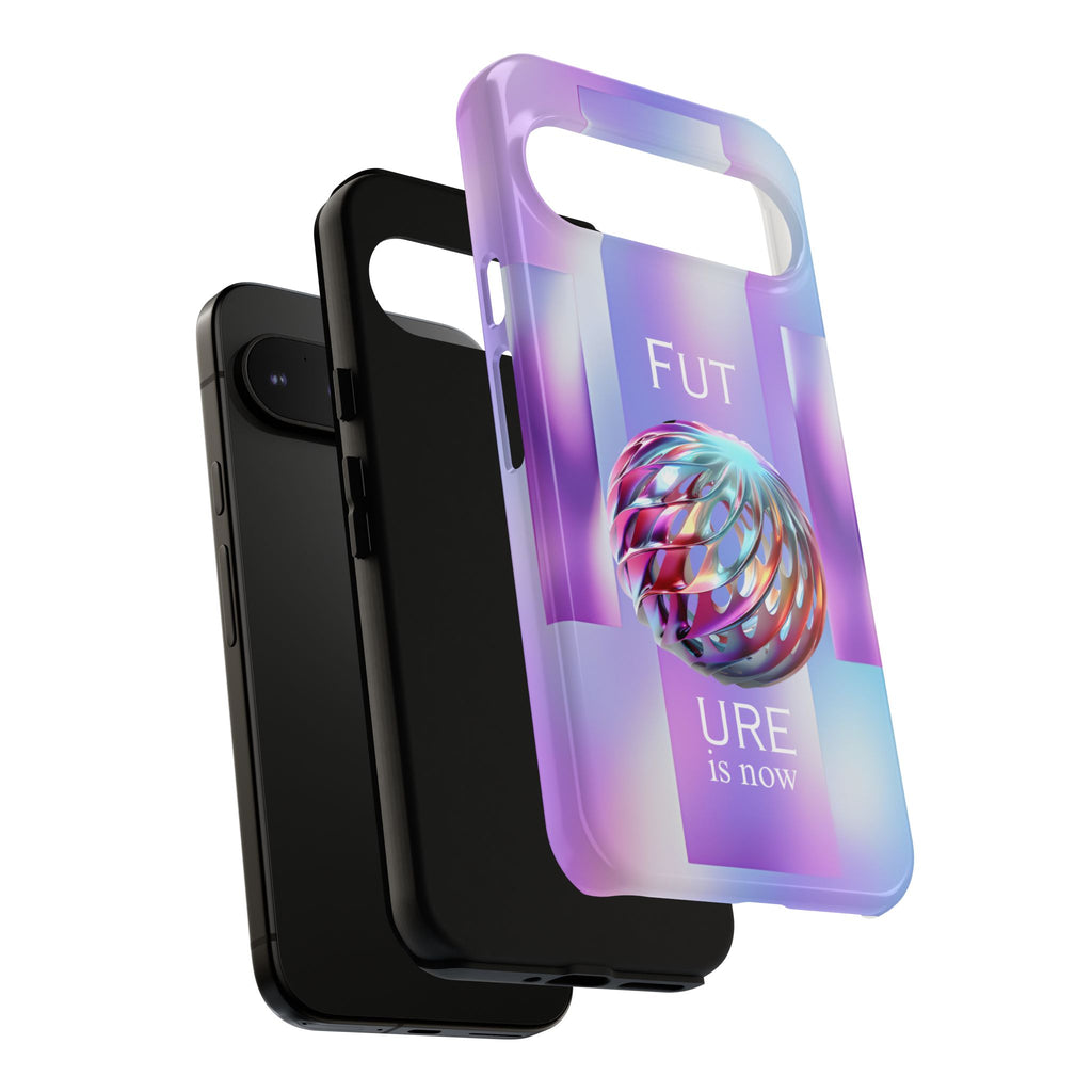 Futuristic Gradient Tough Case – 'Future is Now' 3D Design | Shockproof & UV Protected