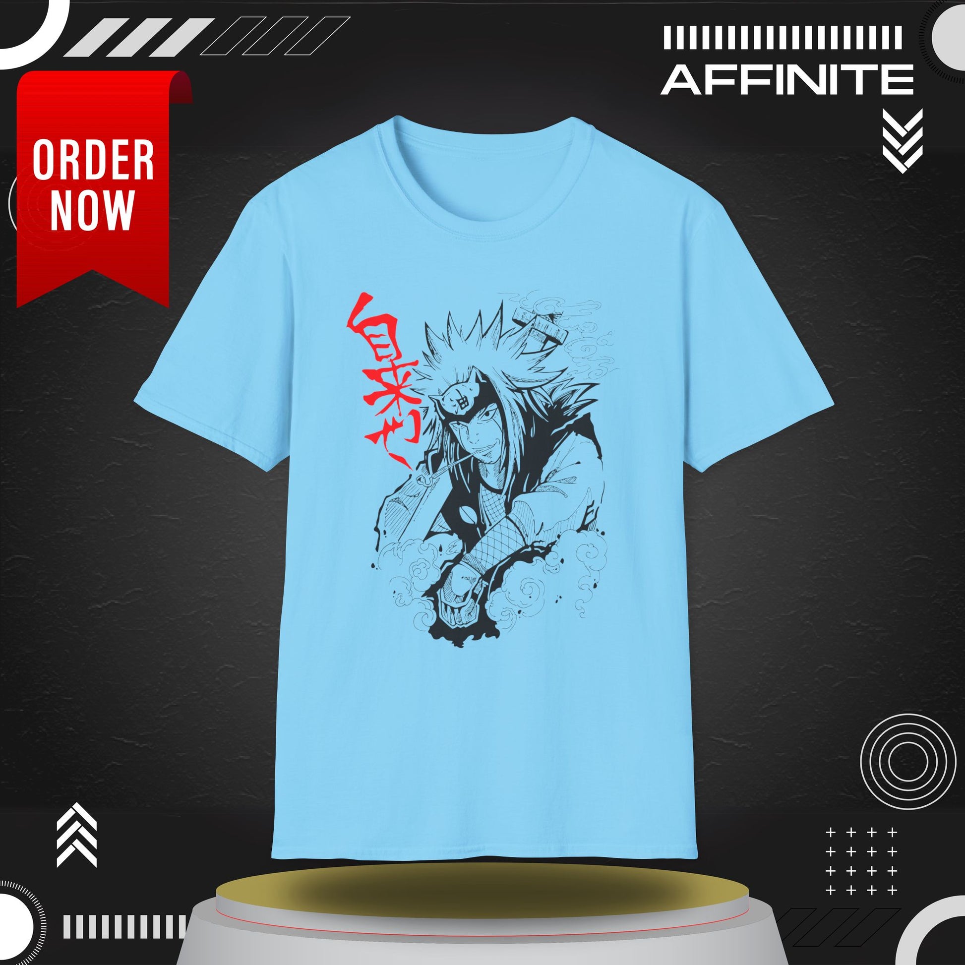 T-Shirt Anime-Jiraiya Inspired Unisex Softstyle T-Shirt with Bold Graphics Sky