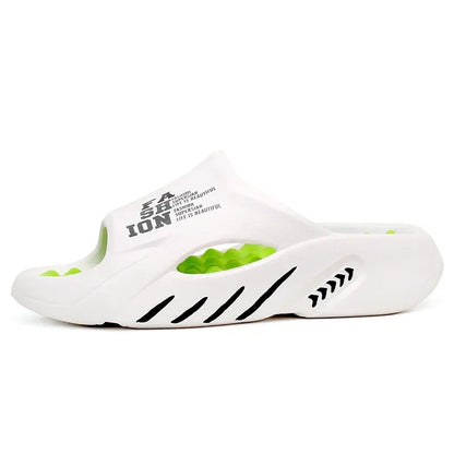 Slippers Mens House Slippers - Luxury Memory Foam & EVA Sole | Affinite Store JF587-1-WHITE-GREEN