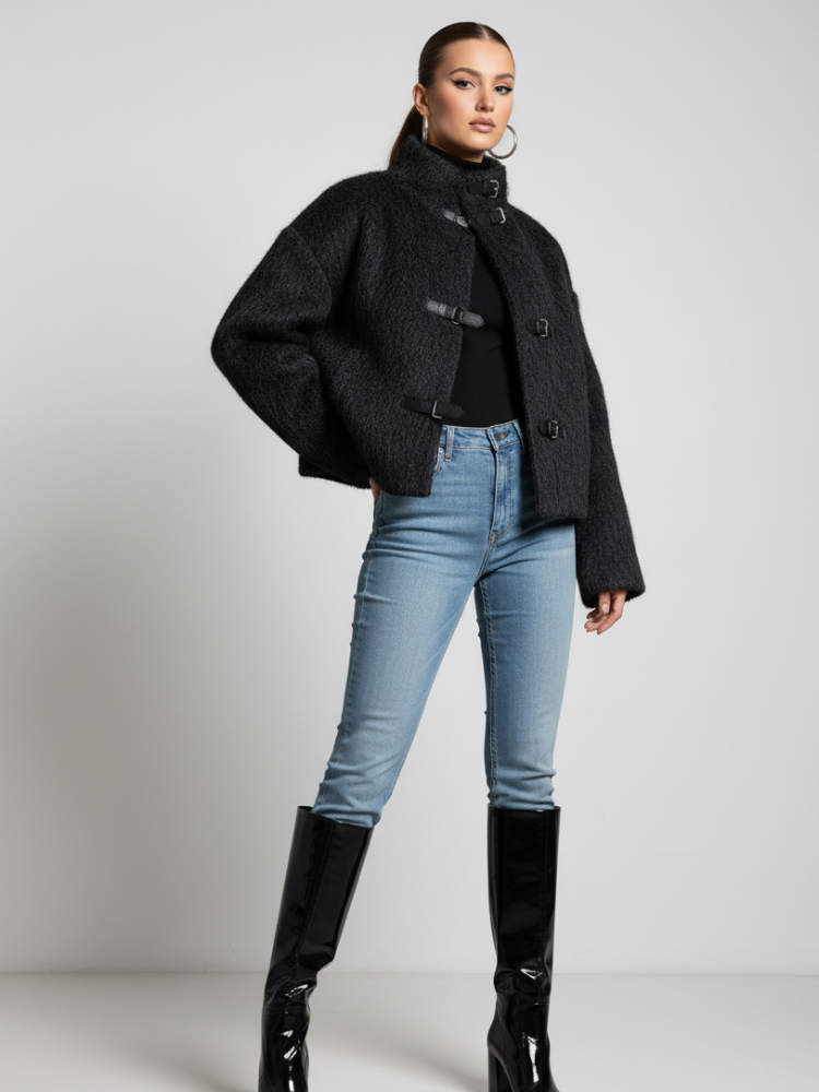 Short Wool-Feel Jacket, Upper West Side | Women - BYMANYC ® New York Women's Fashion - Women's Clothing - Jackets & Coats - Leather Jackets