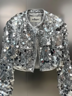 Silver Sequin Jacket for Women, Times Square, BYMANYC New York.