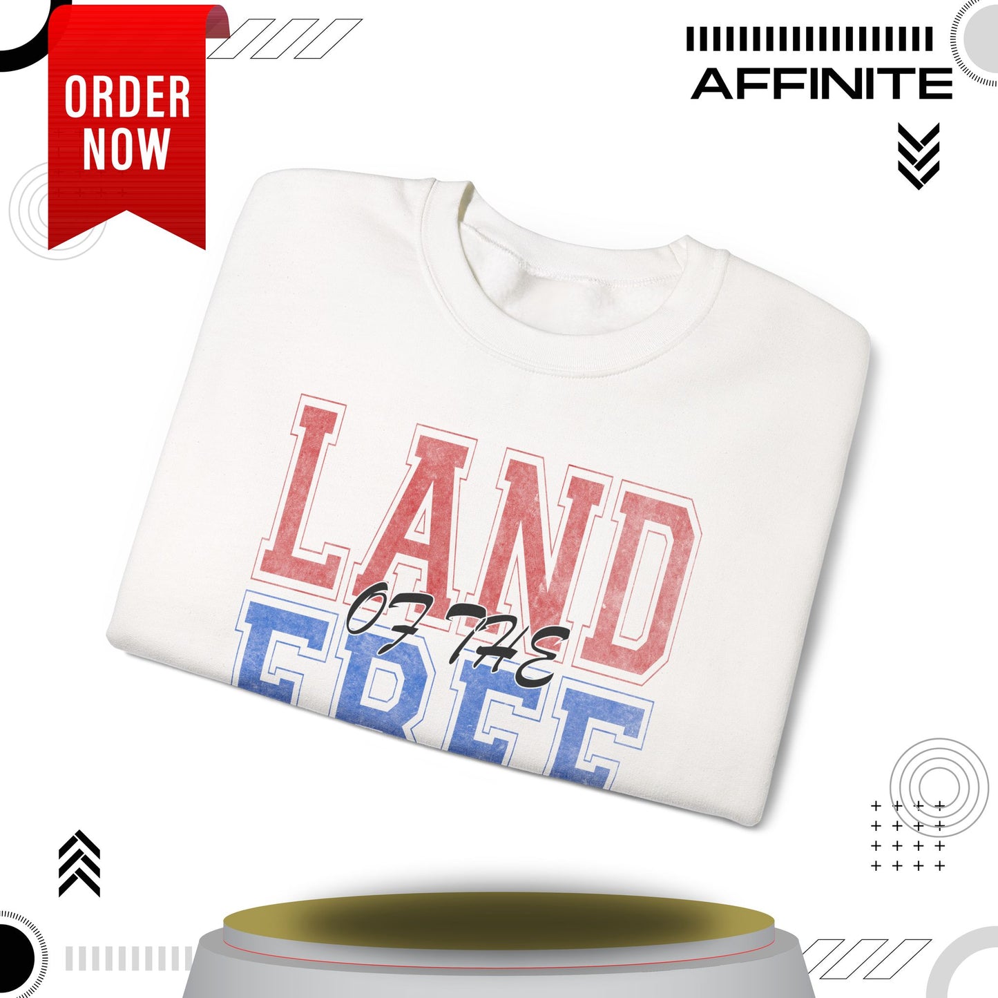 Sweatshirt Land of the Free Sweatshirt – Patriotic USA Crewneck by Gildan