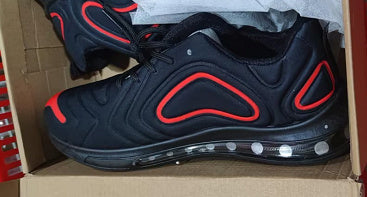 Casual Shoes Casual Air Cushion Black Shoes Men Outdoor Breathable Lace-up Sneakers Running Sports Shoes BlackRed