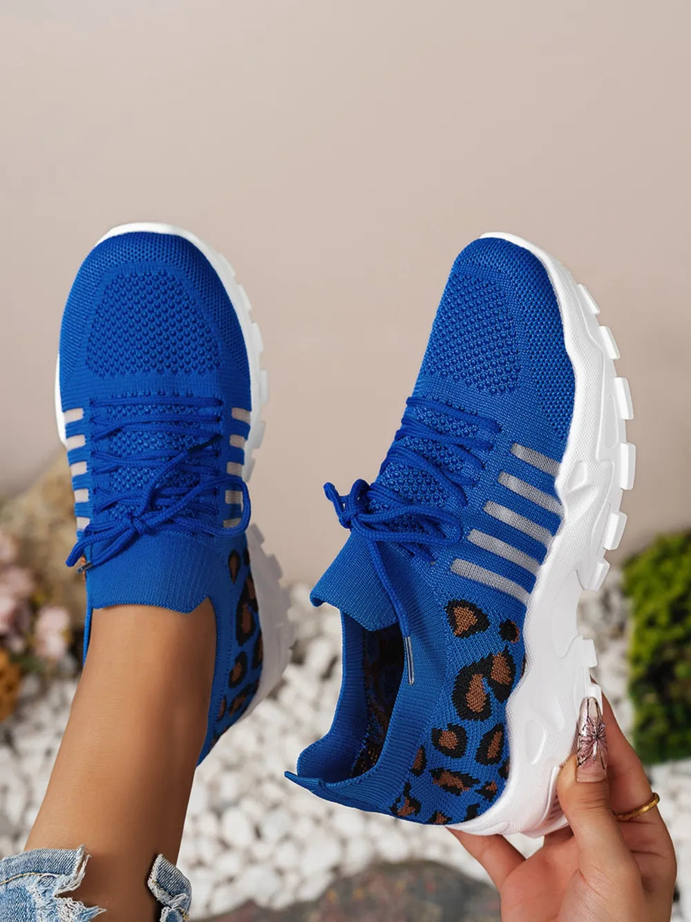 Mesh Athletic Shoes Cutout Leopard Lace Up Mesh Athletic Shoes – Leopard Athletic Shoes